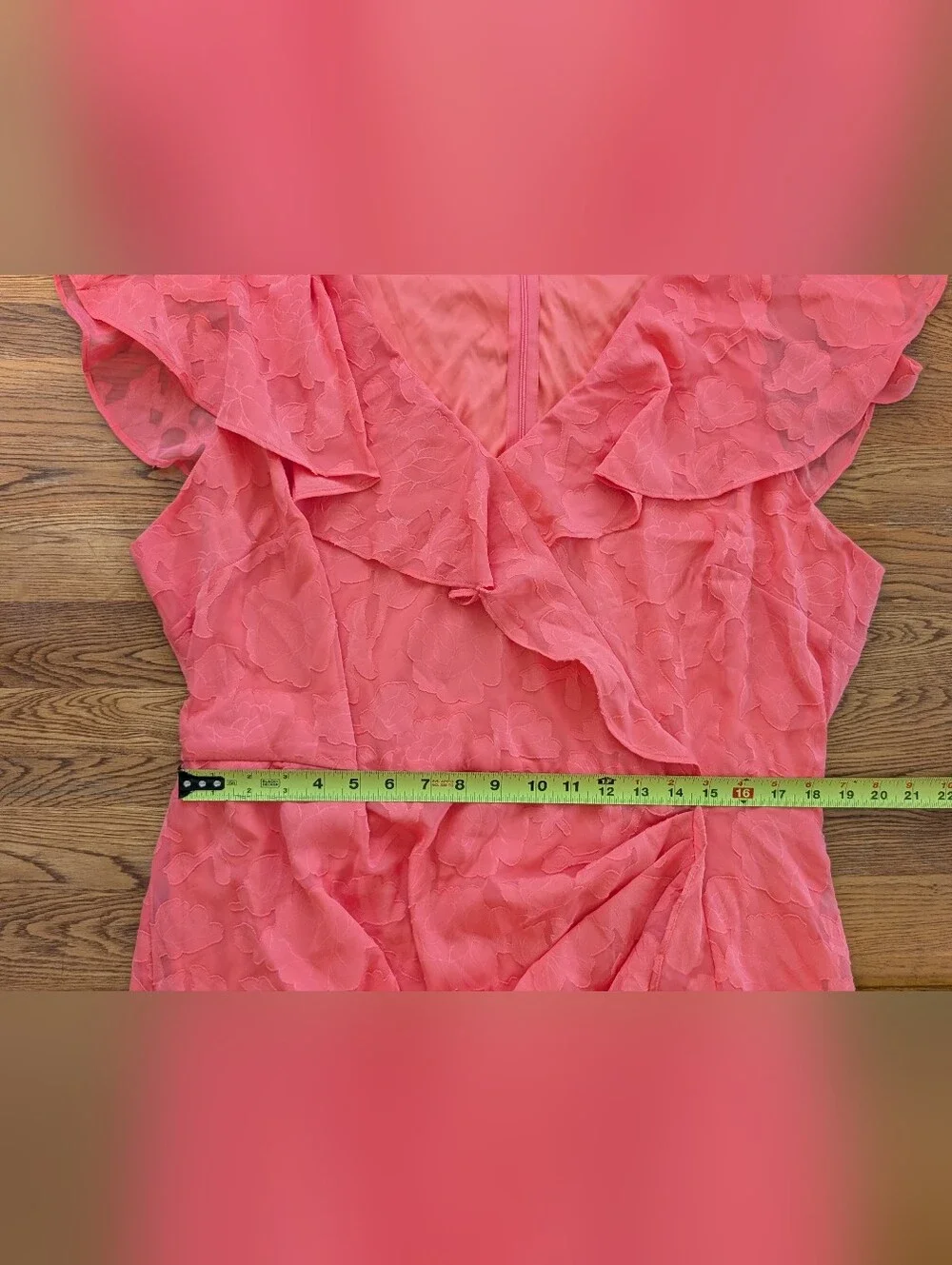 Lane Bryant Coral Pink High-Low Ruffle Dress - Picture 11 of 13